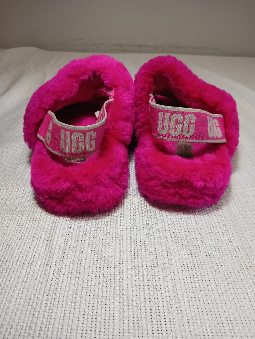 UGG Hot Pink Fluffy Slide Sandals